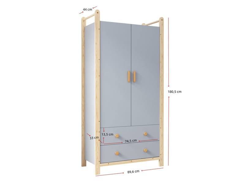  Armoire 2 portes avec penderie et 2 tiroirs N883P32695859B - Conforama C