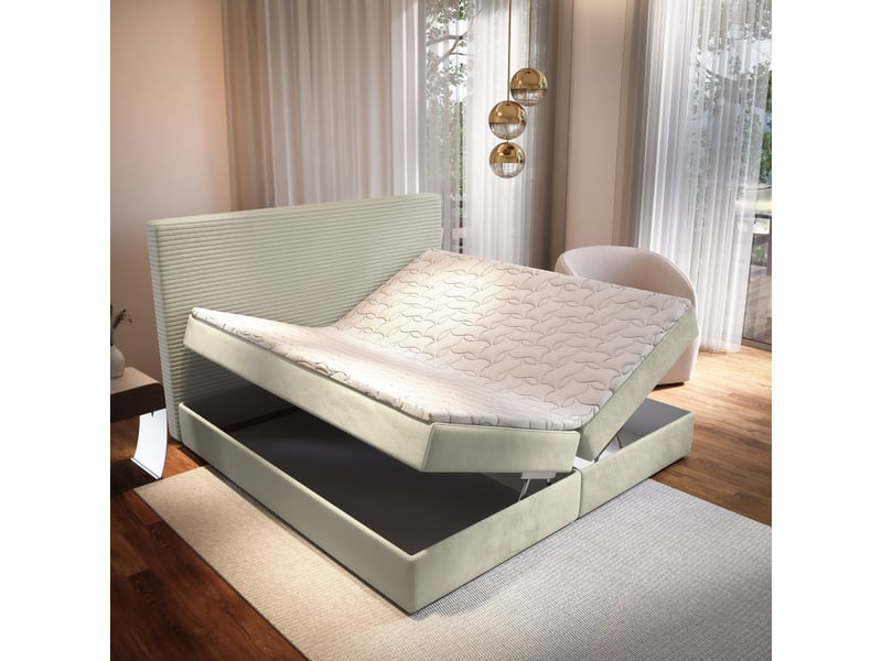 Boxspring giarro 200x200 cm, lit complet avec matelas, beige  - Conforama C