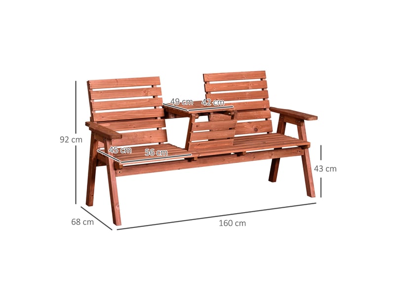  Banc d'extérieur en bois de sapin, 23 places, convertible, 160 x 68 x 92 cm  - Conforama D