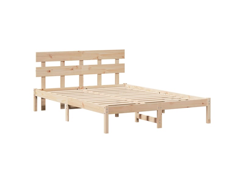  Lit double- lit adulte -  cadre de lit marron 150 x 200 cm bois de pin massif  - Conforama A