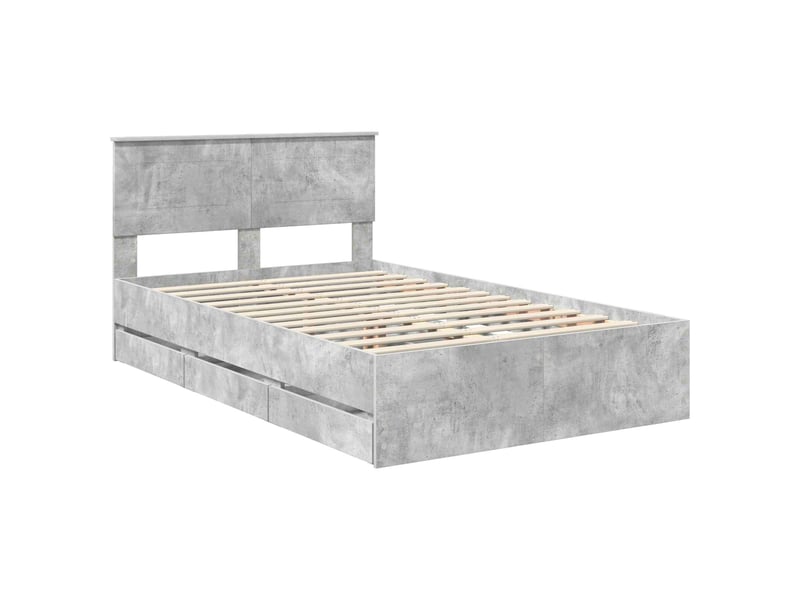 Lit double- lit adulte - cadre de lit gris béton 135 x 190 cm bois ingénierie - Conforama C