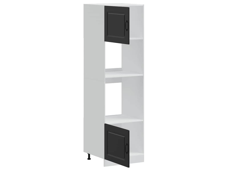  Lot de 2 armoires de four compactes avec pieds réglables 60 x 57 x 207 cm en bois d'ingénierie noir 02_0055697  - Conforama C