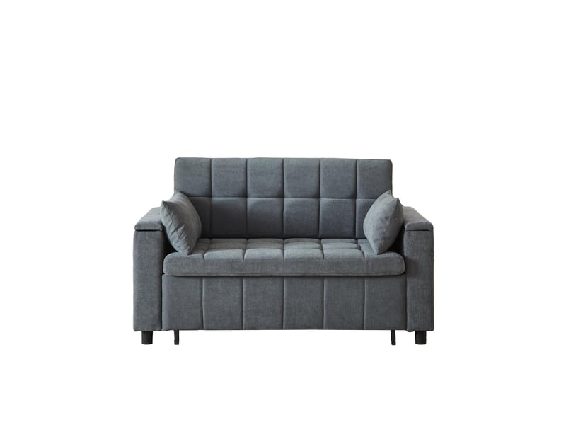  Canapé convertible - 148,6x81,3x86,4cm - canapé lit 3-en-1 en tissu chenille avec coffres de rangement - gris  - Conforama A