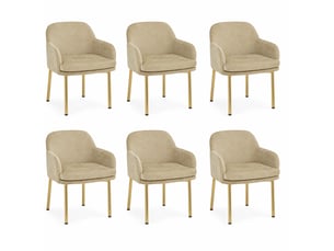 Lot de 6 chaises de salle à manger 61x59x78,5 cm avec accoudoirs marron et doré
