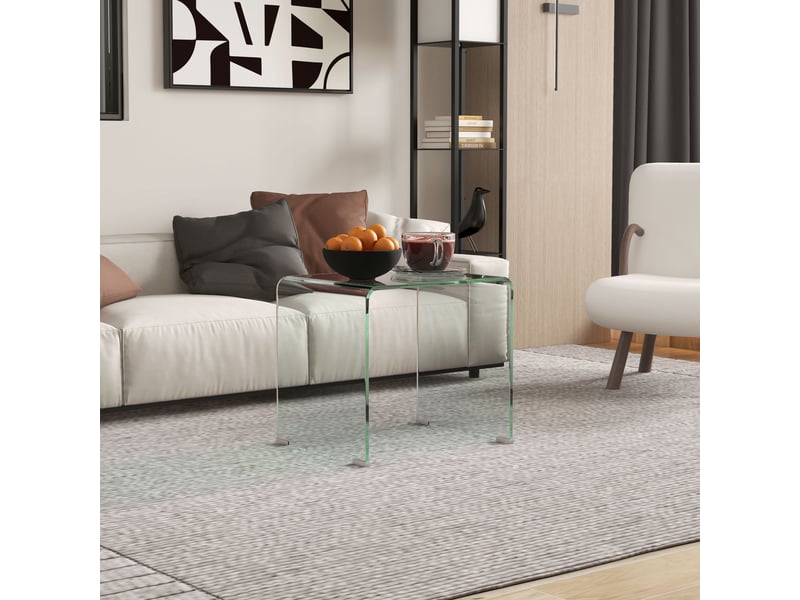  Table basse en verre table de salon rectangulaire design moderne en verre trempé avec bords arrondis sûrs transparent  - Conforama A