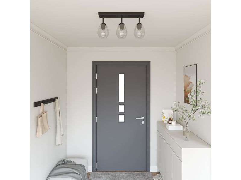 Spot de plafond noir 54x13x26 cm verre et métal - Conforama B