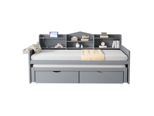 Lit gigogne 90x190/200 cm HAVRYA   coloris gris