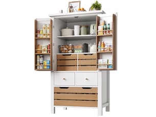 Buffet 2 porte(s) 5 tiroir(s) <strong>MODENVIE</strong> <strong></strong> - 80 cm coloris blanc