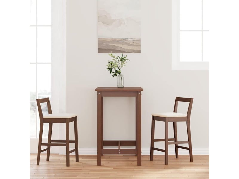  Lot de 2 tabouret de bar avec coussins en bois massif marron et caoutchouc shl26420  - Conforama B