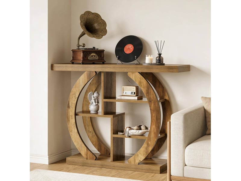 Console 108 x 29 x 82 cm en bois à 4 niveaux marron chicfurn - Conforama B