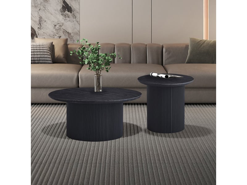  Table basse ronde couleur marron foncé d50 cm  - Conforama D