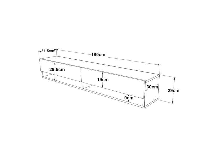  Meuble tv laitila à 2 portes 29,5 x 180 x 31,5 cm effet chêne rustique [en.casa] Laitila - Conforama C