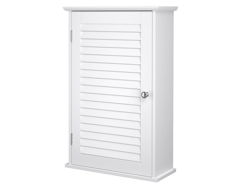 Meuble mural meuble de rangement suspendu pour salle de bains armoire à pharmacie avec étagère réglable et porte à persienne 40 x 16 x 60 cm blanc 12_0006517  - Conforama B
