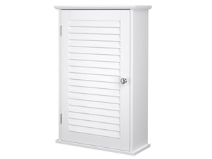 Meuble mural meuble de rangement suspendu pour salle de bains armoire à pharmacie avec étagère réglable et porte à persienne 40 x 16 x 60 cm blanc 12_0006517
