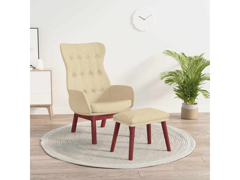  Vidaxl chaise de relaxation avec repose-pied crème tissu  - Conforama B