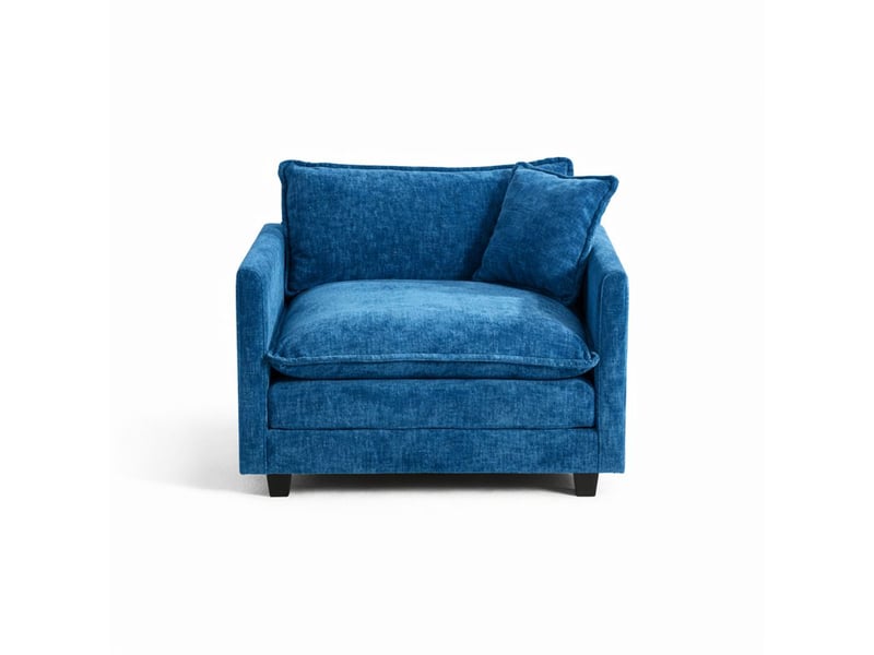 Fauteuil 1 place en tissu chenille bleu, sans ottoman, assise respirante et confortable  - Conforama A