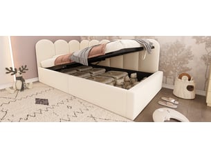 Lit banquette 90x200 cm <strong>WISHDOR</strong>  <strong></strong> coloris beige
