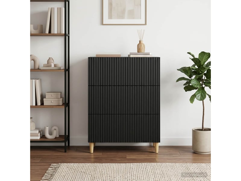  Armoire à tiroirs, rangement bureau 66 x 34,5 x 90 cm bois d'ingénierie noir shl9187  - Conforama B