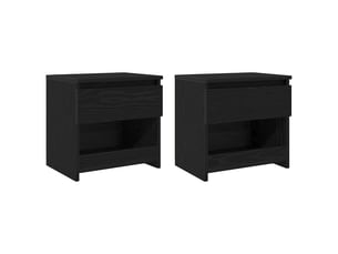 Table de chevet - cabinet de chevet - table de nuit 2 pièces chêne noir 40 x 30 x 39 cm