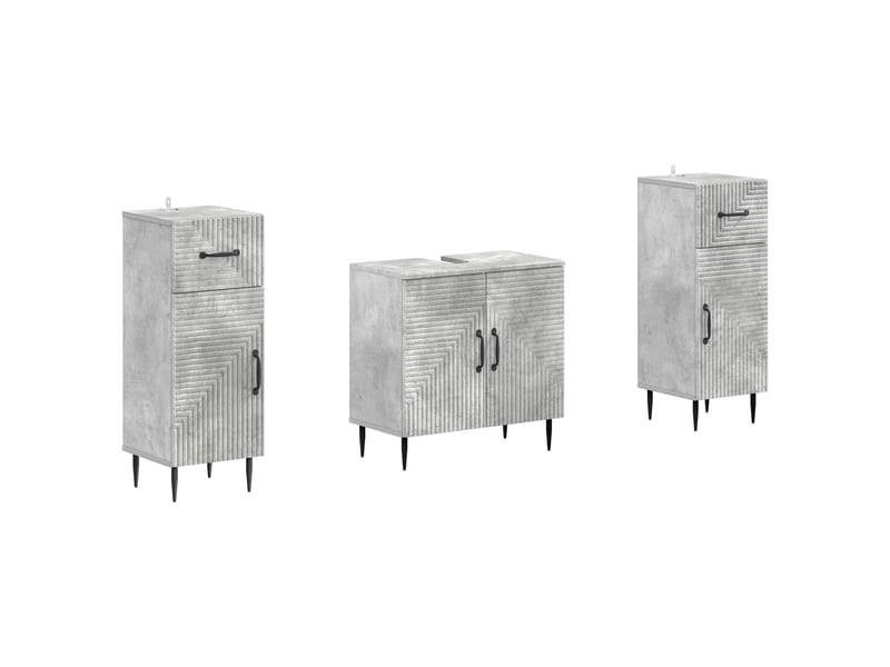  Ensemble de meuble de salle de bain 3 pièces haarlem gris béton cf63455  - Conforama A