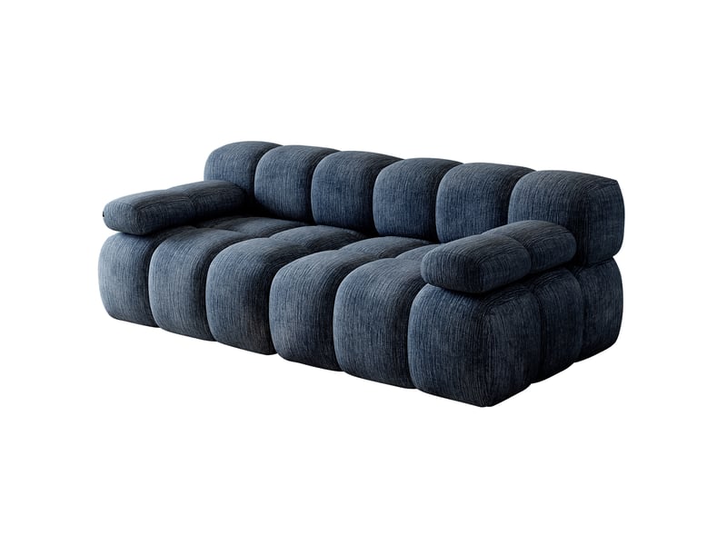  Canapé droit 2 places 200x100x68 cm – bleu – chenille, mousse haute élasticité, livré compressé sans montage  - Conforama A