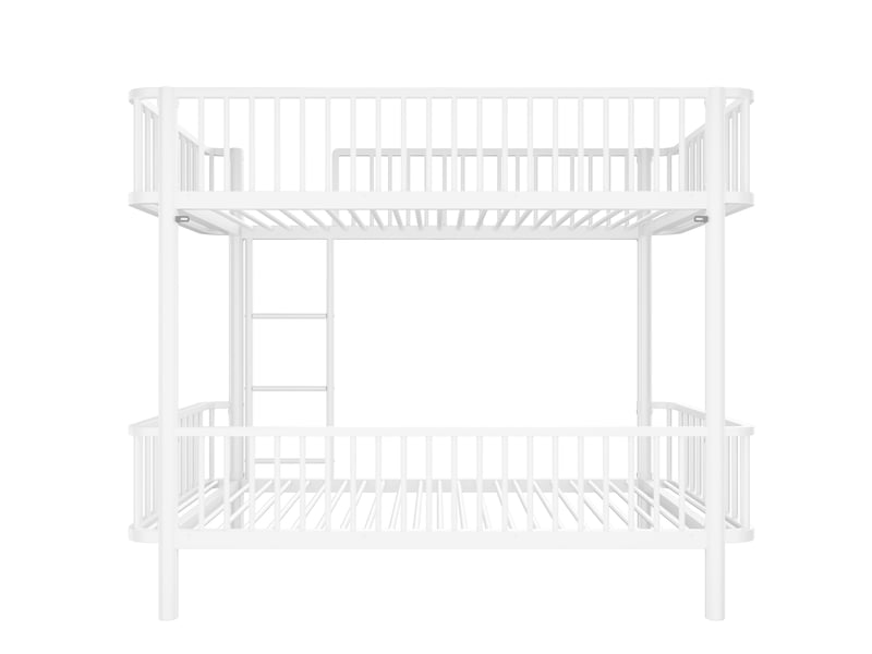  Lit superposé 90 x 200 cm avec angles arrondis et barrières de sécurité en métal blanc sans matelas  - Conforama C