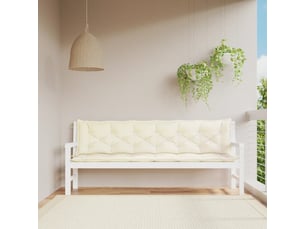 Lot de 2 coussins de banc de jardin, coussins d'assise blanc crème tissu oxford cf58634