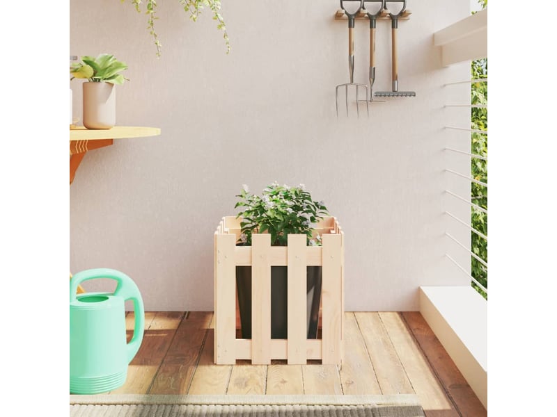  Jardinière - bac à fleurs avec design de clôture 40x40x40 cm pin massif  - Conforama B