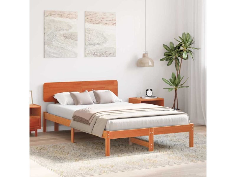  Lit double- lit adulte -  cadre de lit avec tête de lit brun  120 x 190 cm pin massif  - Conforama B