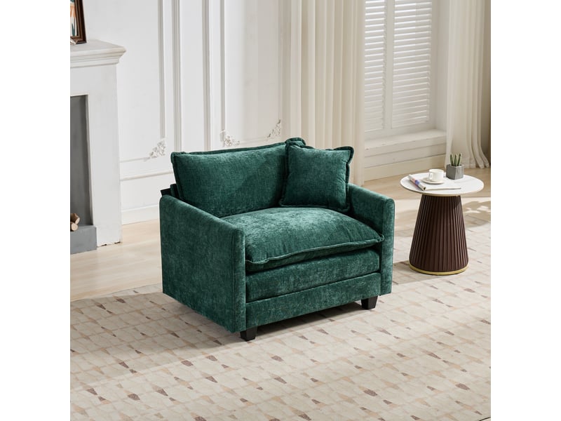  Canapé cloud 1 place, chenille verte, canapé modulable moderne, assise double couche confortable, tissu respirant, style contemporain  - Conforama B