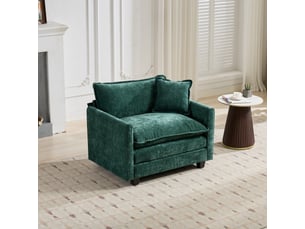 Canapé cloud 1 place, chenille verte, canapé modulable moderne, assise double couche confortable, tissu respirant, style contemporain