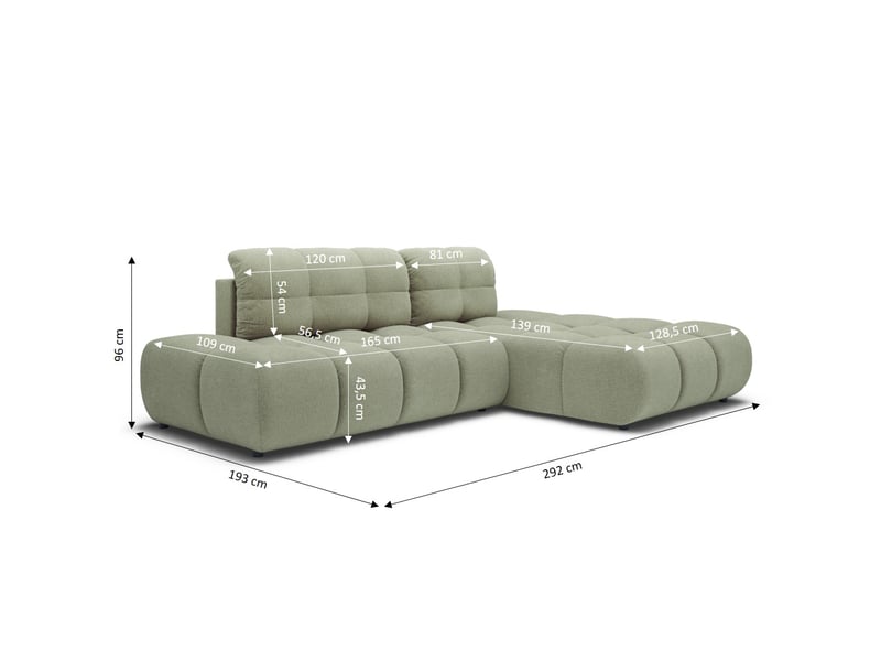  Canapé d'angle droit convertible almera 4 places tissu vert  - Conforama D