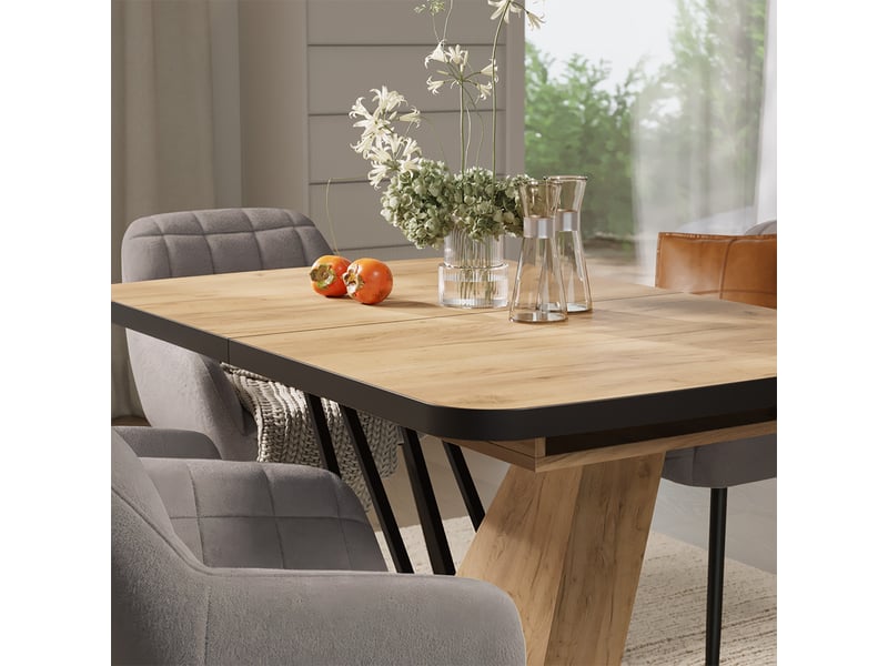  Vicco ensemble de table à manger, chêne de force doré, 120x80cm avec 4 chaises de salle à manger  - Conforama D