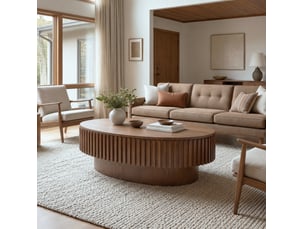 Table basse ovale coloris bois foncé <strong>CHICFURN</strong> <strong></strong> - 60 cmx98 cm