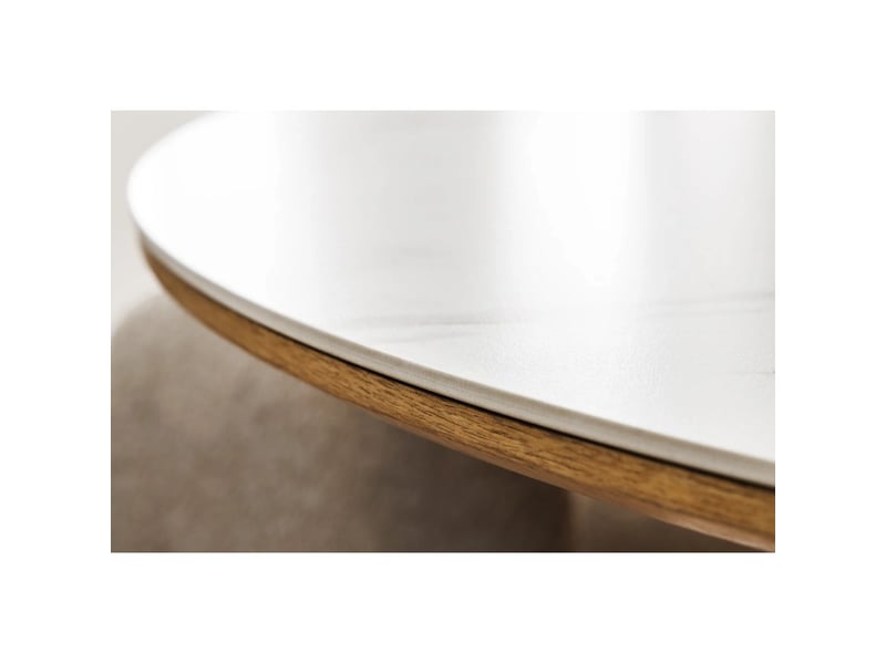 Table de salle à manger lumea – ronde 120 cm – plateau céramique effet marbre blanc – style contemporain - Conforama D