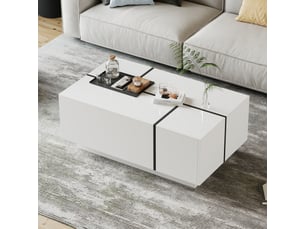 Table basse rectangulaire coloris blanc ATELIER CONFORTIEL - 60 cmx100 cm