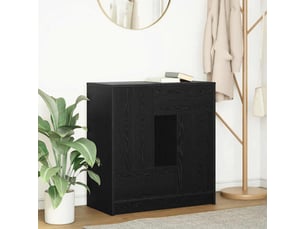Buffet - bahut - meuble de rangement avec tiroirs et portes chêne noir 70,5x34x74,5 cm