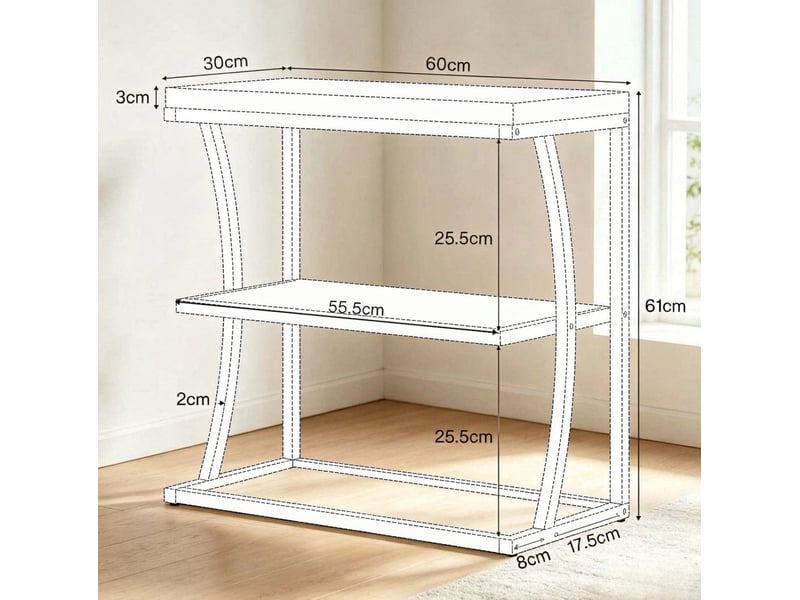  Bout de canapé 60x30x61 cm en mdf et métal à 3 niveaux noir et marron chicfurn  - Conforama D