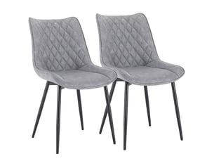 Chaise de salle à manger 46x40,5x85,5 cm dossier incurvé métal polyuréthane (pu) gris
