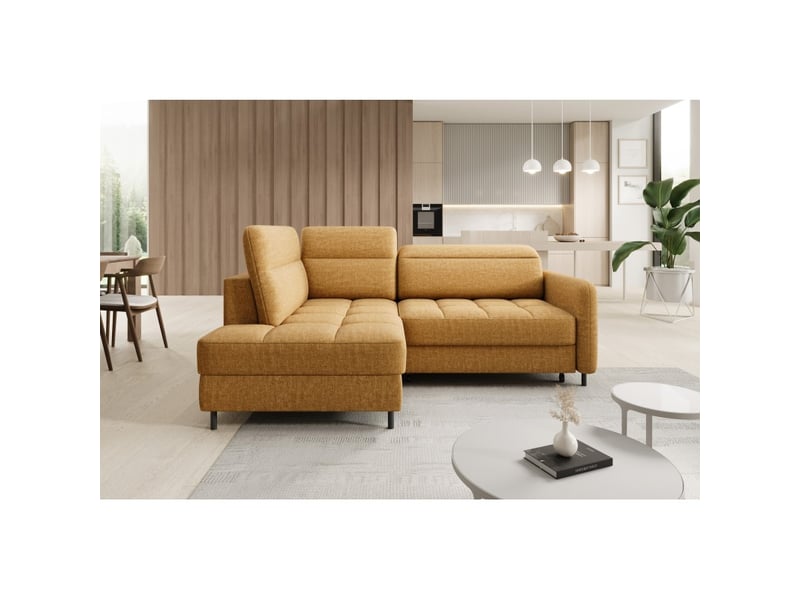 Canapé d'angle gauche convertible barnea 208 cm camel avec rangement - Conforama E