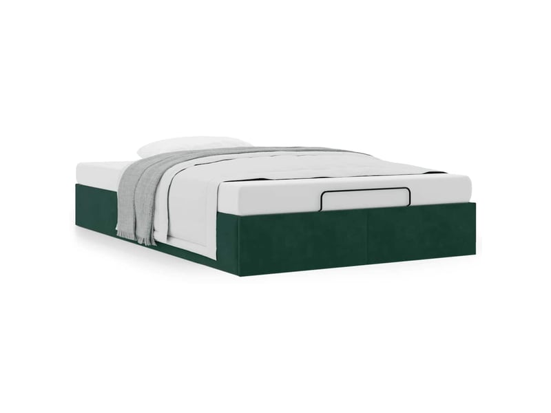  Lit double- lit adulte -  cadre de lit ottoman sans matelas vert foncé 120x190 cm velours  - Conforama C