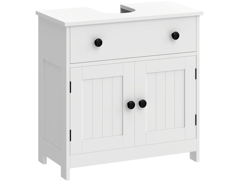  Meuble sous lavabo 60x30x60 cm 1 tiroir 2 portes mdf blanc  - Conforama A