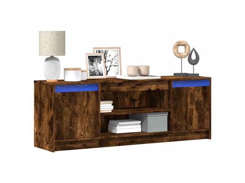  Meuble tv - banc tv - meuble de rangement avec led chêne fumé 139,5x34x50 cm bois d'ingénierie  - Conforama B