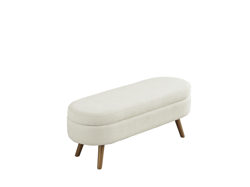  Banc de lit coffre 110x40x42 cm, rangement, banc d'entrée et bout de lit, chambre salon couloir, velours doux, beige  - Conforama A