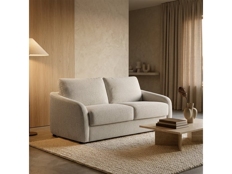  Canapé 3 places convertible en tissu beige  - Conforama B