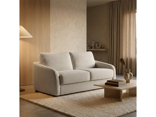 Canapé 3 places convertible en tissu beige