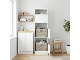 Armoire à laver blanc 50x68x162 cm bois d'ingénierie