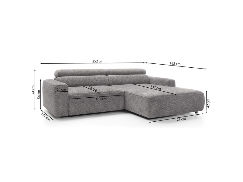  Selsey fando - canapé d'angle - 252 cm - tissu tressé grège - côté droit Fando - Conforama C