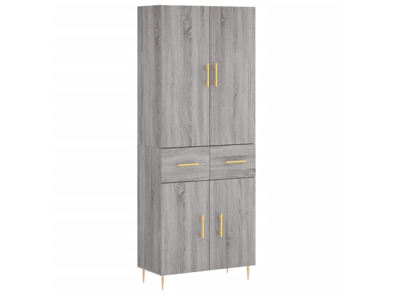  Buffet haut - bahut - meuble de rangement sonoma gris 69,5x34x180 cm bois d'ingénierie  - Conforama A