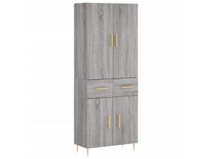 Buffet haut - bahut - meuble de rangement sonoma gris 69,5x34x180 cm bois d'ingénierie